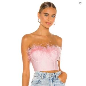Superdown Pink Ramona Bustier Feather Corset Top